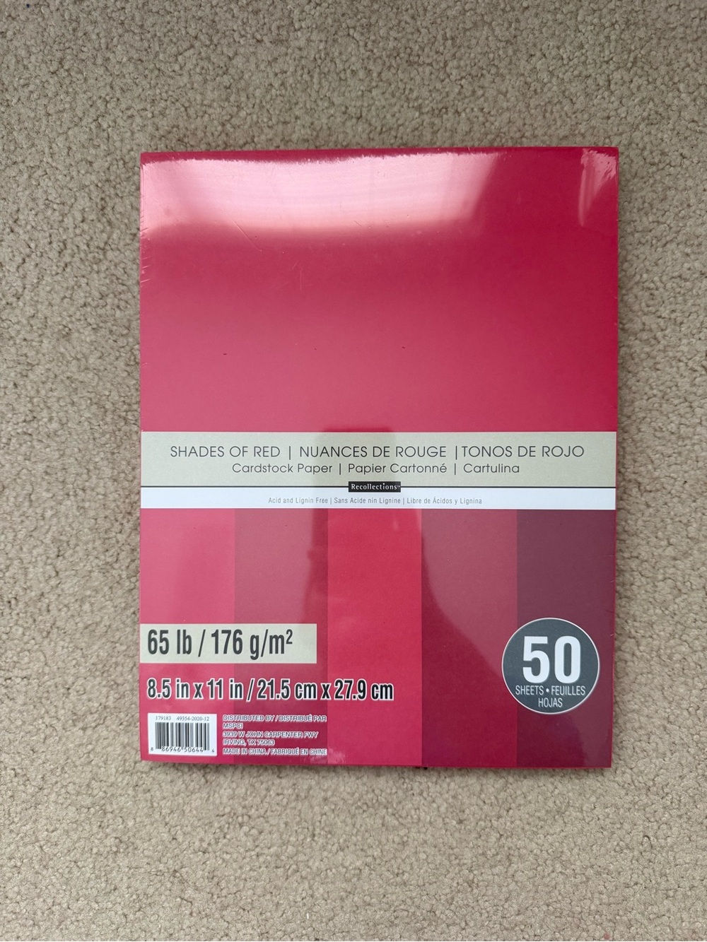 NWT Recollections Shades of Red Cardstock Pack - Red, Dark Red, Burgundy